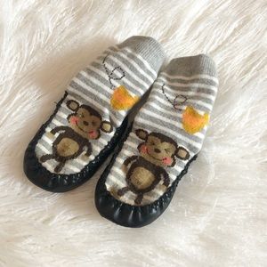 Boys Monkey Sock Moccasins Size 9-12 Months